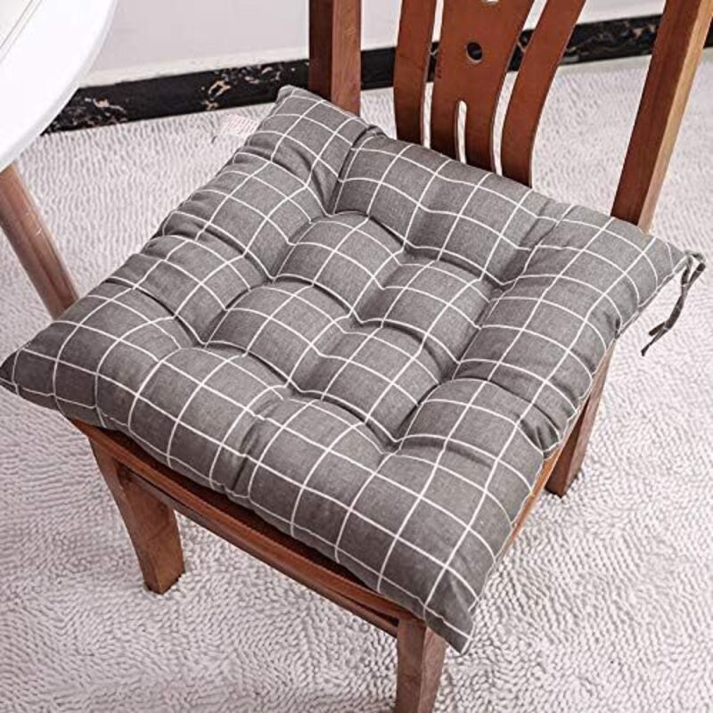 Set of 6 Chair Cushions 40x40, Decorative Cushion, Chair Cushion, Garden Cushions, 12 Stitches in One Different Patterns, Polyester (A) -eu