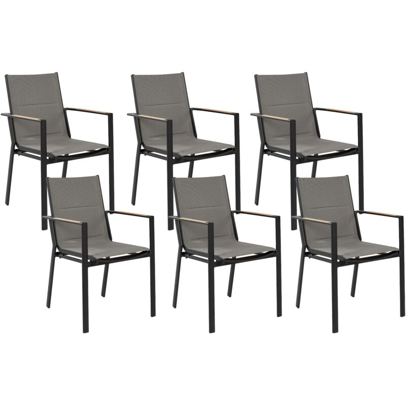 Set of 6 Garden Chairs BUSSETO Metal Black