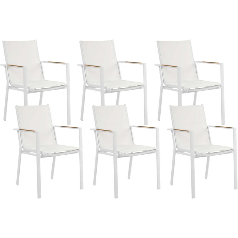 Set of 6 Garden Chairs BUSSETO Metal White