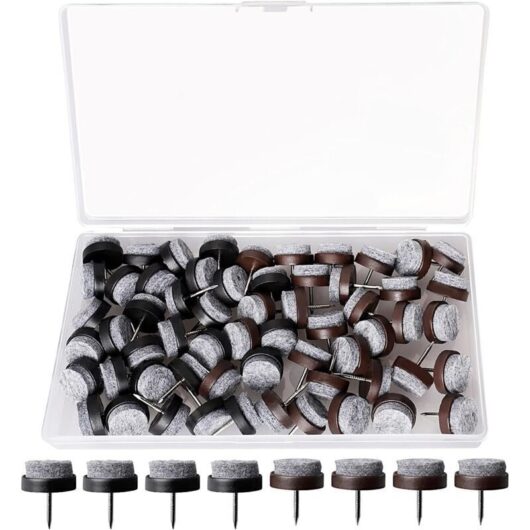 Set of 60 Furniture Glides, 20mm Nail-on Chair Glides, Round Felt Chair Glides, Easy Installation for Protecting Table, Chair, Furniture, and Floor