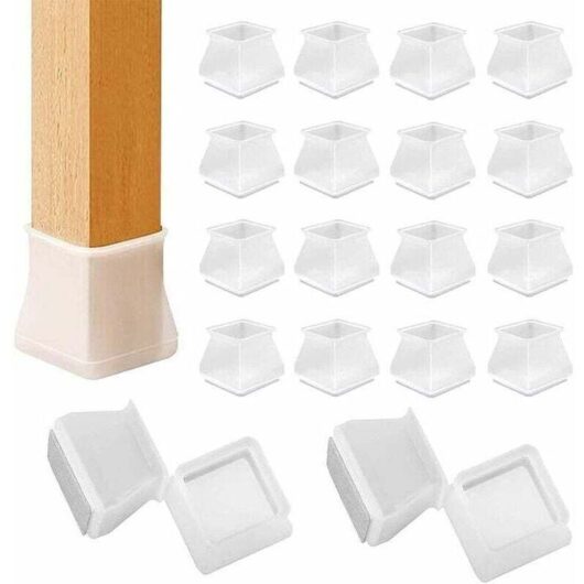 Silicone Chair Caps, Silicone Chair Leg Caps, Square Chair Leg Covers, Silicone Chair Leg Caps to Prevent Scratches and Noise, 35-40mm/16 Pcs