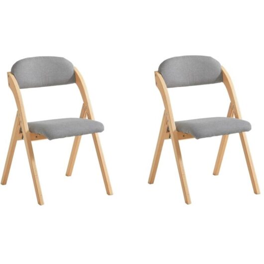 SoBuy Set of 2 Folding Chairs Light Gray 59x47,5x76,99cm Classic FST92-NX2
