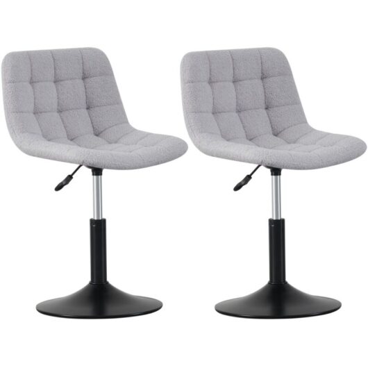 Soft Fabric Dressing Table Chair, Height Adjustable Swivel Desk Home Office Chair,Footrest and Metal Base for Bedroom Vanity & Office Drake LIGHT GREY