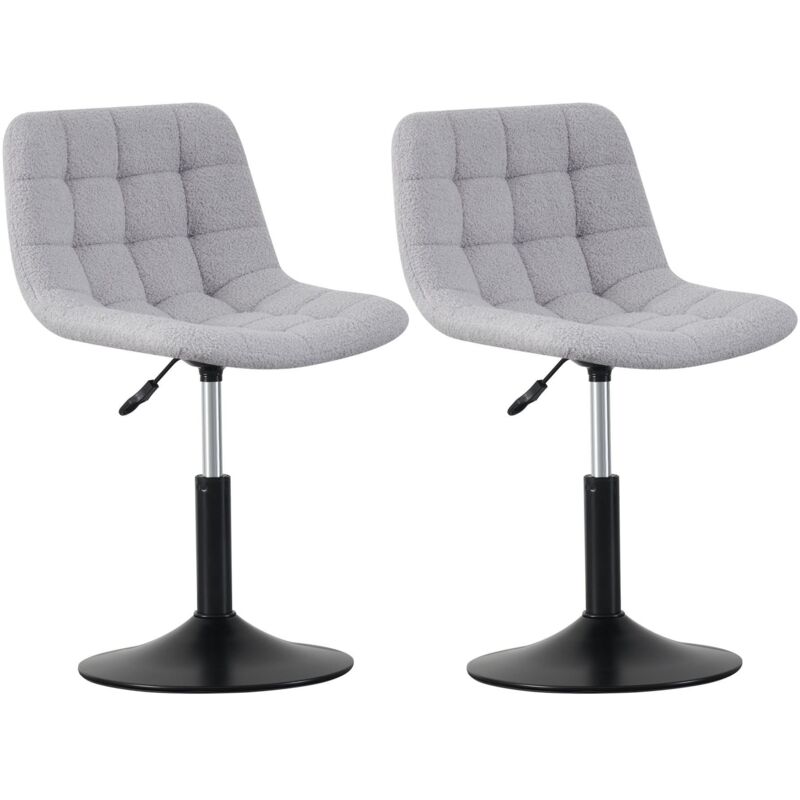 Soft Fabric Dressing Table Chair, Height Adjustable Swivel Desk Home Office Chair,Footrest and Metal Base for Bedroom Vanity & Office Drake LIGHT GREY