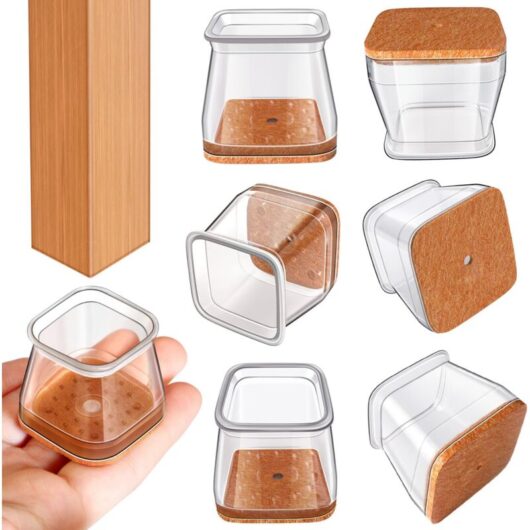 Square Chair Leg Protectors(Fit: 26-40mm),20pcs Clear Silicone Chair Leg Protectors,for Home Felt Floor Protection - Csparkv