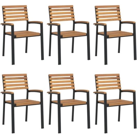 Stackable Garden Chairs 6 pcs Solid Wood Acacia and Metal vidaXL