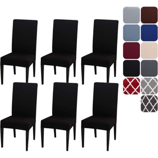Stretch Chair Cover Set of 6, Universal Removable Washable Durable Dining Chair Protector Cover for Home Hotel Restaurant Party Banquet Kitchen