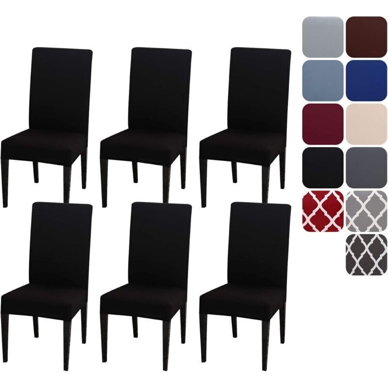Stretch Chair Cover Set of 6, Universal Removable Washable Durable Dining Chair Protector Cover for Home Hotel Restaurant Party Banquet Kitchen