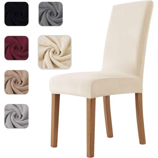Stretch Velvet Chair Covers, Universal Dining Room Chair Covers for Kitchen and Living Room, Extremely Soft and Comfortable