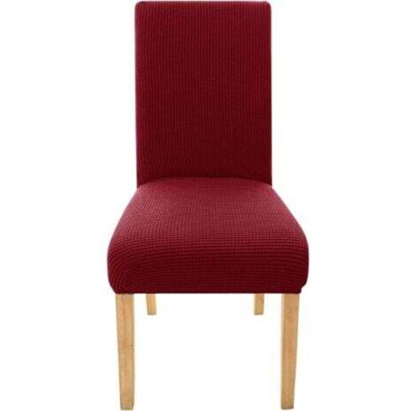 Stretchable, washable, inexpensive jacquard wedding chair cover for dining room, indoor use, red