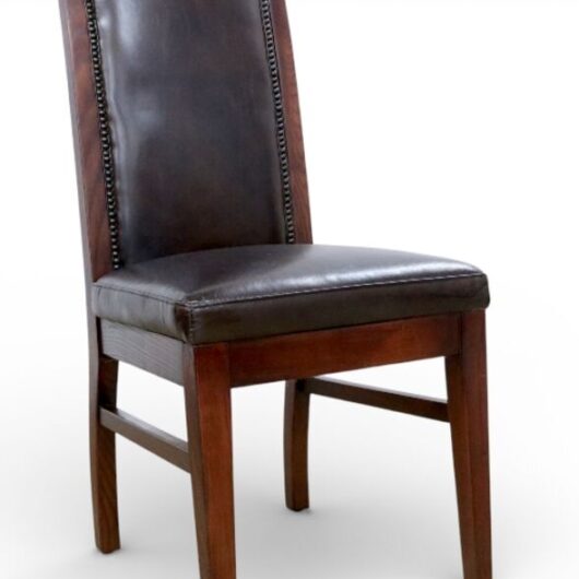 Studded Brown Leather Dining Chair