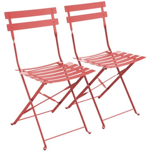 Sweeek - Set of 2 folding bistro garden chairs in powder-coated steel, Emilia, 49.5 x 41 x 80.5cm