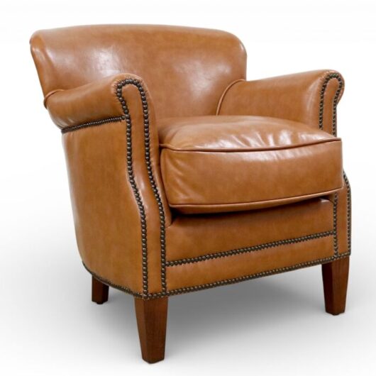 Toffee Leather Club Chair With Nailhead Trim