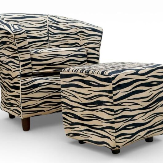 Tub Chair Fabric Bucket Animal Print Chair Antelope Gold With Foostool