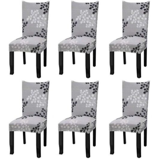 Universal stretch chair covers, set of 6, chair covers for dining room chairs, autumn leaves design