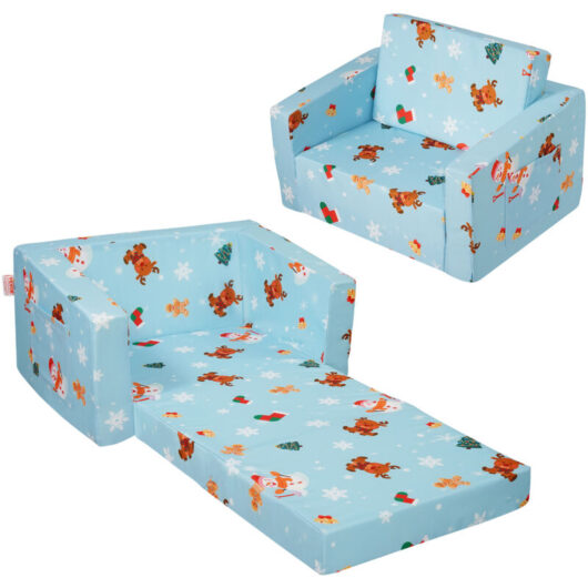 VEVOR Kids Couch, 2-in-1 Toddler Chairs Comfy, Toddler Couch Sofa Bed Fold Out, Convertible Sofa to Lounger, Kids Chair Seat Playroom Furniture for