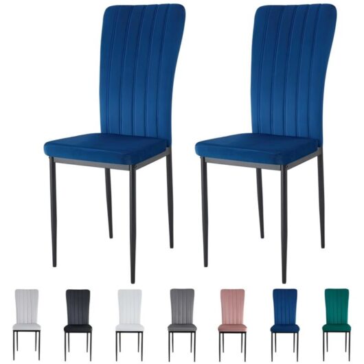 Velvet Padded Seat Dining Chairs with Metal Legs new elle light blue 2