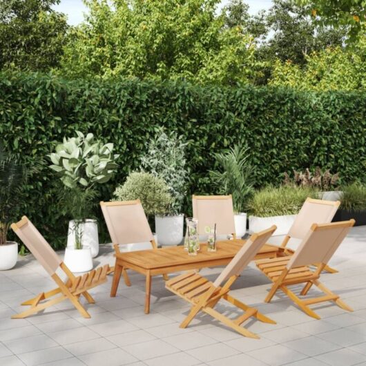 Vidaxl - Folding Garden Chairs 6 pcs Beige Fabric and Solid Wood