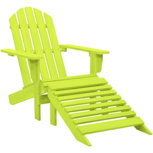 Vidaxl - Garden Adirondack Chair with Ottoman Solid Fir Wood Green