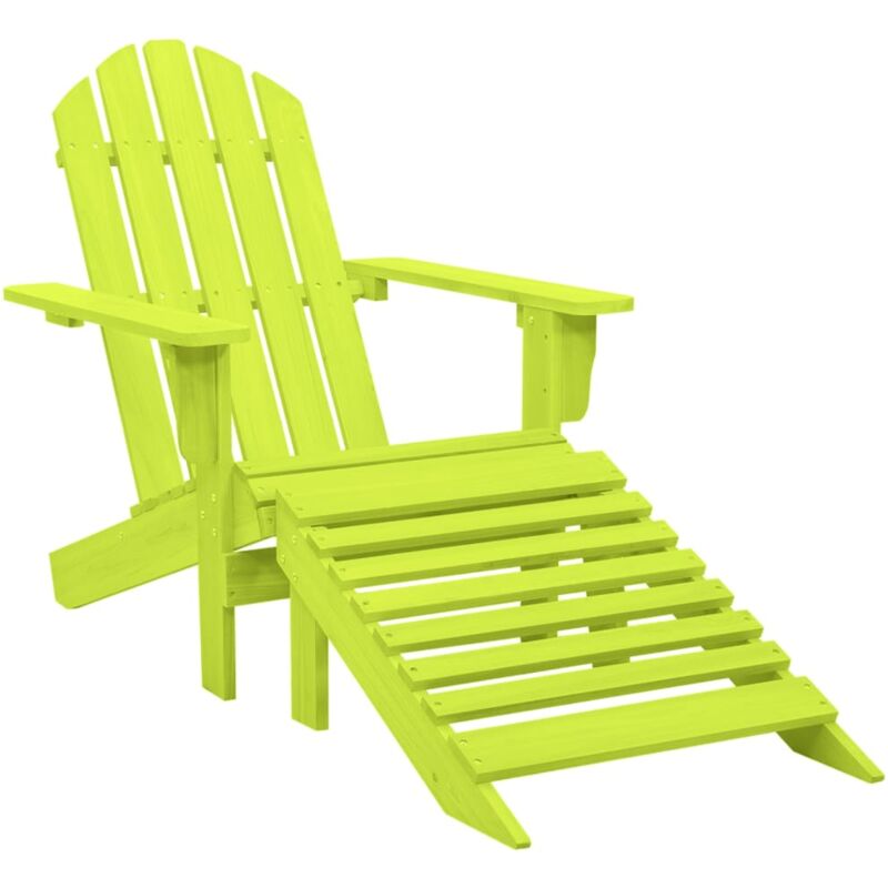 Vidaxl - Garden Adirondack Chair with Ottoman Solid Fir Wood Green