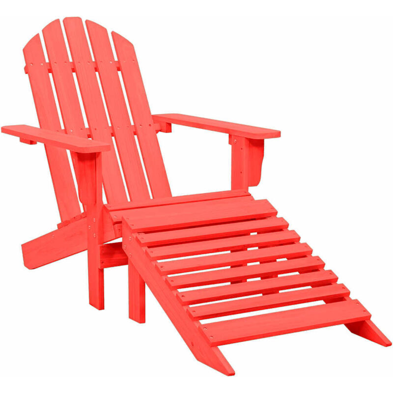 Vidaxl - Garden Adirondack Chair with Ottoman Solid Fir Wood Red