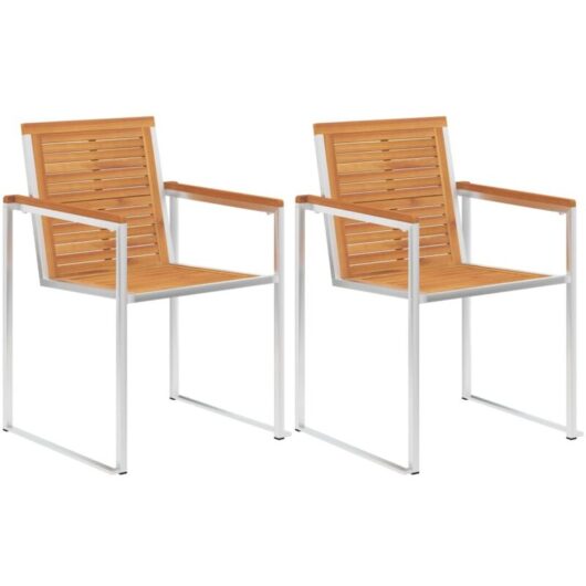 Vidaxl - Garden Chairs 2 pcs Solid Acacia Wood and Stainless Steel
