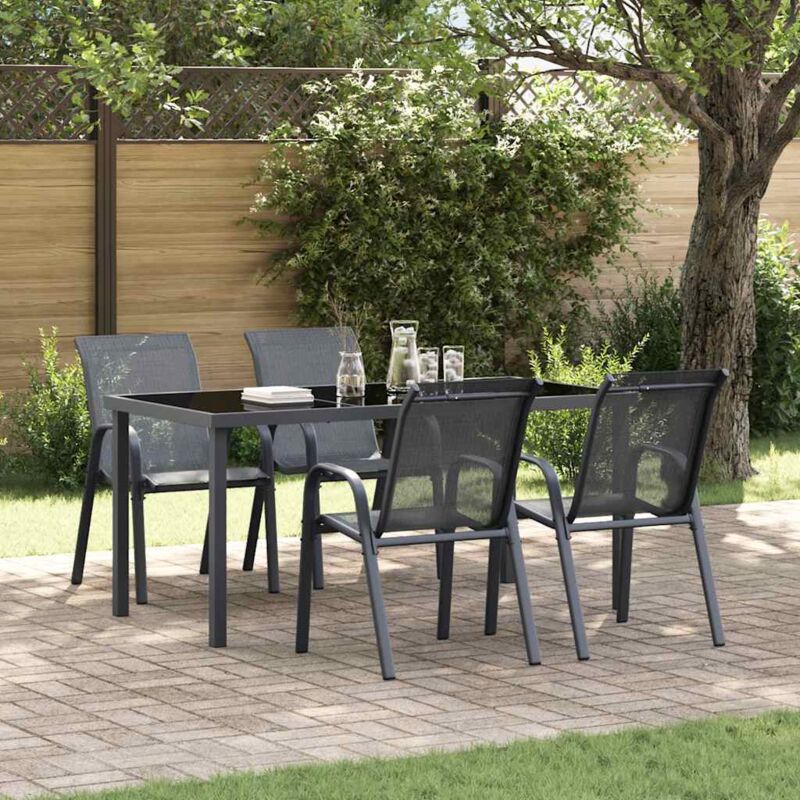 Vidaxl - Stackable Garden Chairs 4 pcs Grey Textilene Fabric