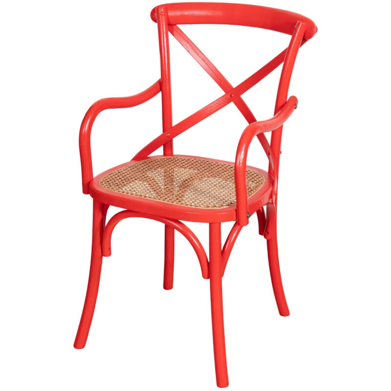 Vintage Thonet wood and rattan chair 43x50x89 cm Rustic bedroom armchair with armrests Kitchen dining room chair Modern chair