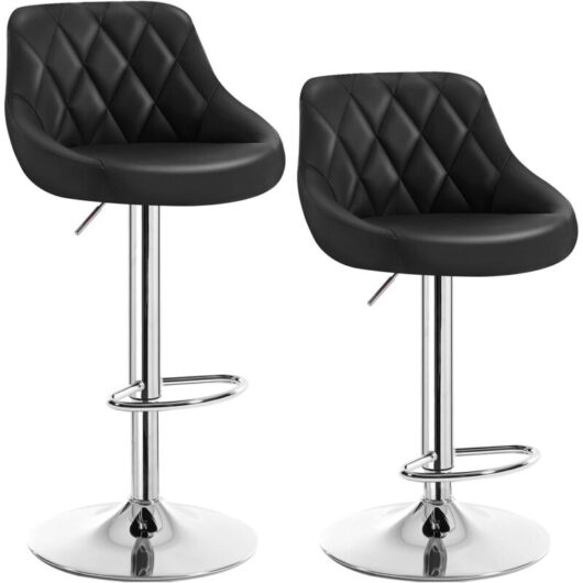 WOLTU 2 pcs bar stools chairs Breakfast Dining stools chairs for Kitchen Adjustable Black