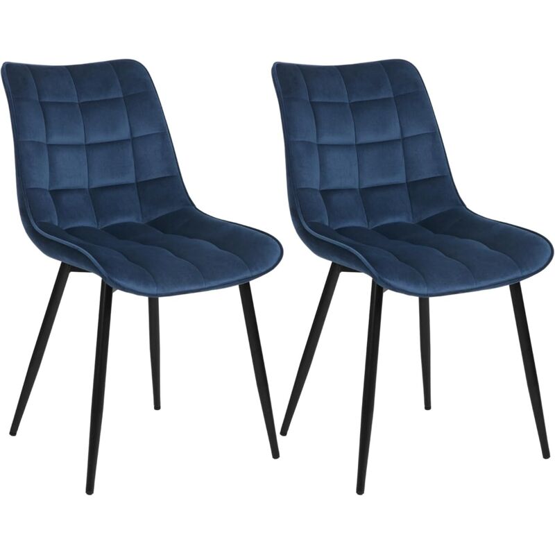 WOLTU 2 x Velvet dining chairs Metal Legs Office Kitchen Living Room Lounge chairs Blue