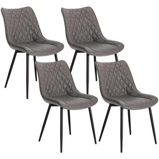 WOLTU 4 pcs dining chairs Kitchen Counter chairs Lounge Leisure Living Room Dark Grey