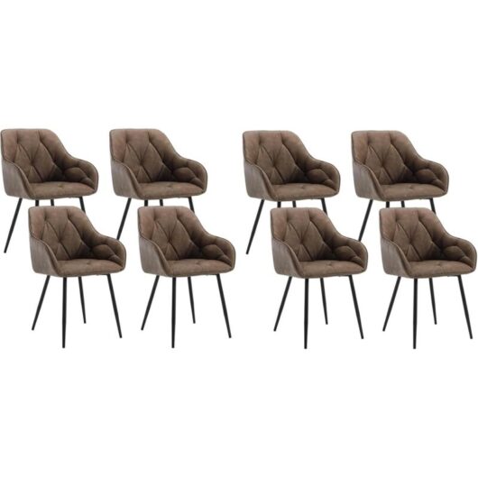 WOLTU 8x Dining Chairs Faux Leather and Metal Legs for Lounge, Office, Dressing Table - Dark Brown
