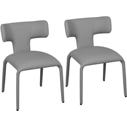 WOLTU Dining Chairs Set of 2 in Faux Leather Soft Cushion Kitchen Chairs with Metal Frame for Living Room Restaurant, Quartz Grey