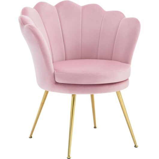 WOLTU Modern Petal-shaped Back Velvet Accent Chair Upholstered Armchair, Pink