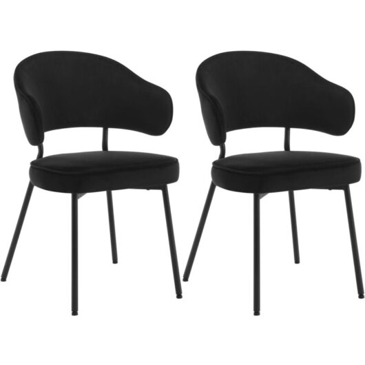 WOLTU Set Of 2 Dining Chairs Velvet Seat Metal Legs Kitchen Lounge Living Room Chair Home Black