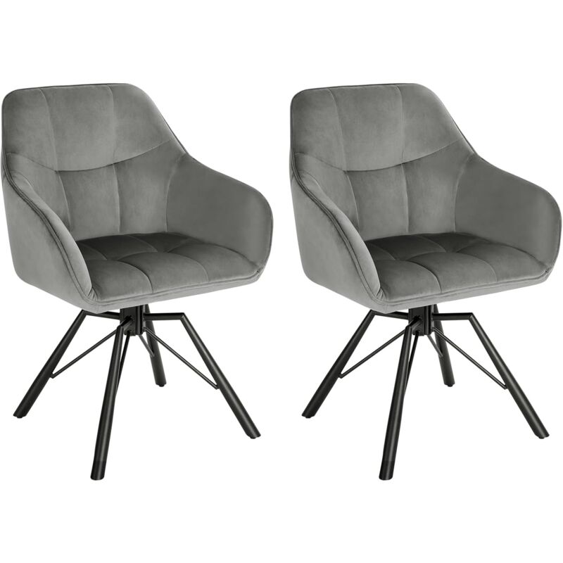 WOLTU Set of 2 Swivel Dining Chairs. Living Room Chairs with Upholstered Seat. Metal Legs. Wide Padded Ergonomic Chairs Kitchen Chairs. Dark Grey