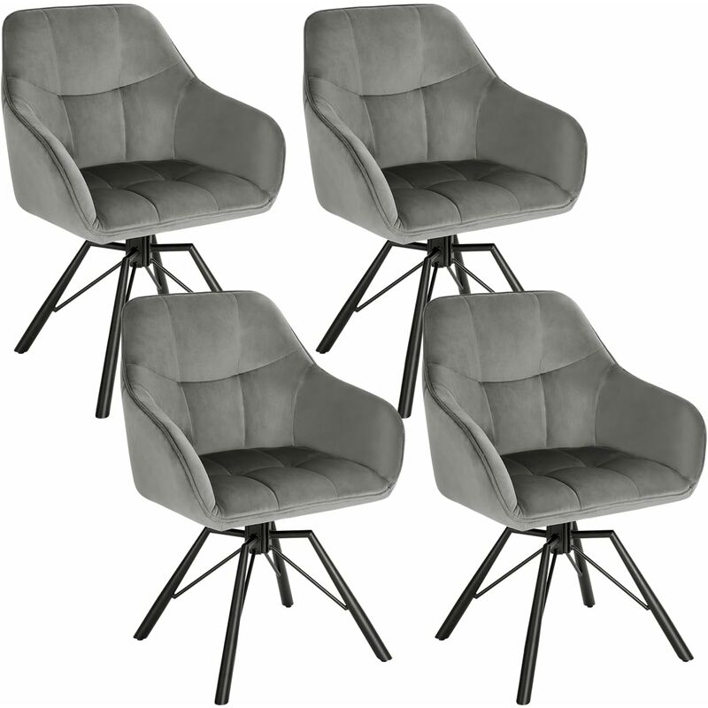 WOLTU Set of 4 Swivel Dining Chairs. Living Room Chairs with Upholstered Seat. Metal Legs. Wide Padded Ergonomic Chairs Kitchen Chairs. Dark Grey