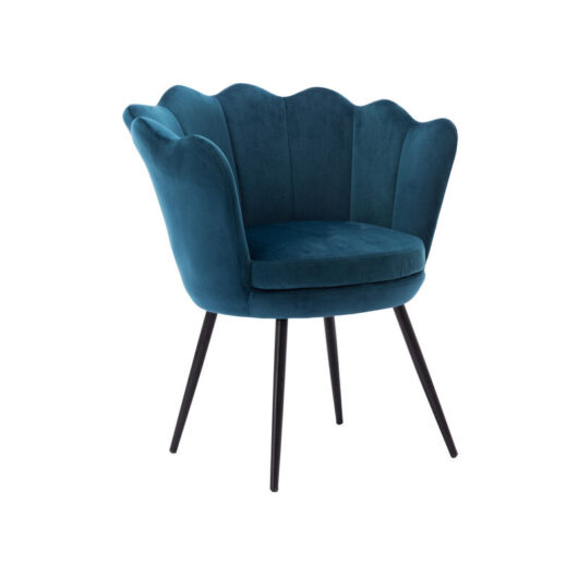 Wahson Office Chairs - Accent Chair in Velvet Modern Vanity Armchair with Unique Petal Backrest Tub Chair for Home Bedroom Living Room, Dark blue,