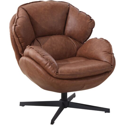 Wahson Office Chairs - Armchair in pu Leather Swivel Occasional Leisure Chair with Comfortable Elegant Backrest for Bedroom Living Room, Brown, Wahson