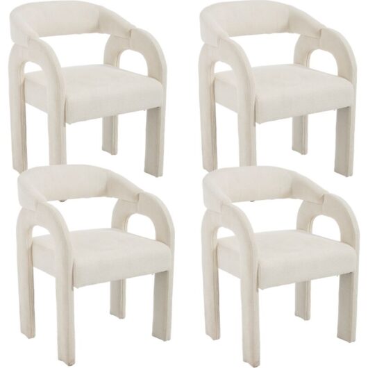 Wahson Office Chairs - Dining Chairs 4Pcs in Chenille Leisure Armchair with Artistic Designed Backrest for Kitchen Living Room Restaurant Cafe,
