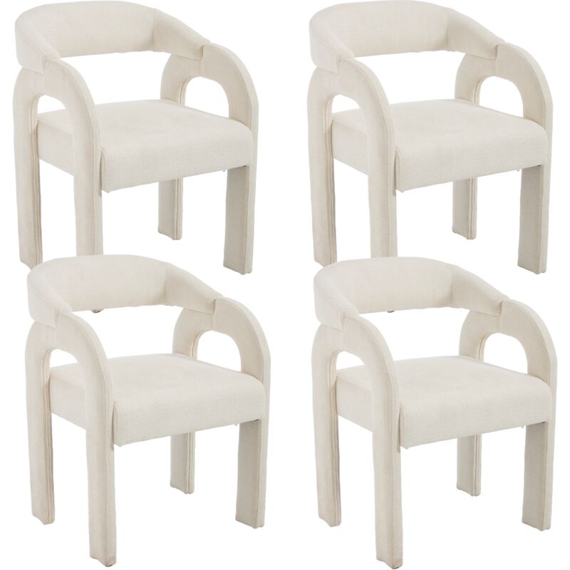 Wahson Office Chairs - Dining Chairs 4Pcs in Chenille Leisure Armchair with Artistic Designed Backrest for Kitchen Living Room Restaurant Cafe,