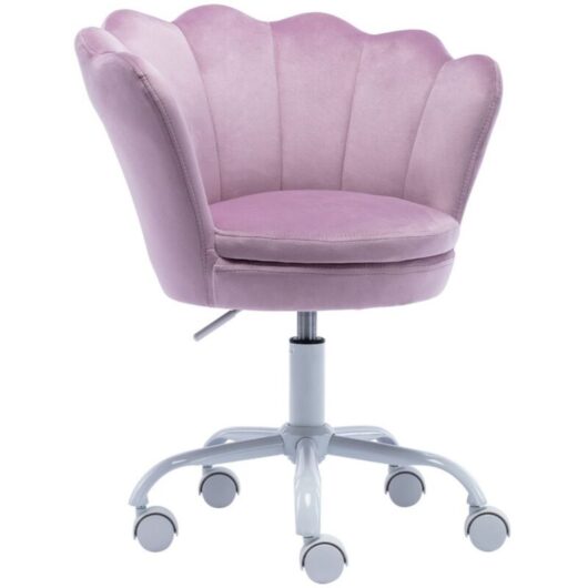 Wahson Office Chairs - Kids Desk Chair in Velvet Swivel Task Chair with Petal Backrest Children Study Chair Height Adjustable for Girls Boys, Purple,