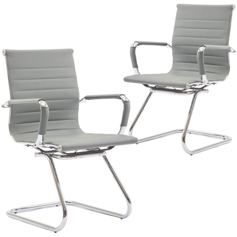 Wahson Office Chairs - Meeting Office Chairs Set of 2 in pu Leather Reception Chairs Cantilever for Boardroom Conference, Gray, Wahson
