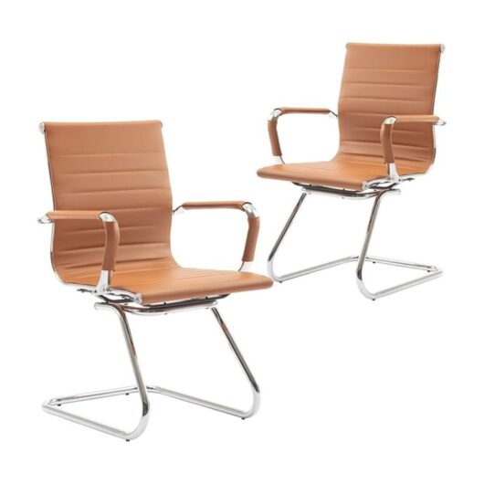 Wahson Office Chairs - Meeting Office Chairs Set of 2 in pu Leather Reception Chairs Cantilever for Boardroom Conference, Terracotta, Wahson