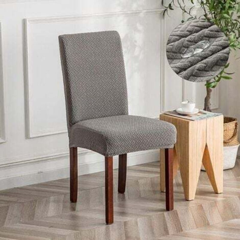Waterproof jacquard checkered chair cover - Grey, modern and durable universal chair cover for home, restaurant, banquet and kitchen decoration