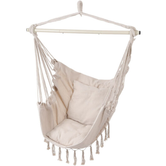 White Garden Hanging Canvas Hammock Swing Chair