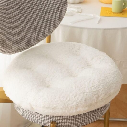 (White Round, 40 x 40 cm) Square and Round Chair Cushions, Soft Plush Seat Cushions, Thickened Lambswool Seat Cushion, Chair Cushion for Home Office