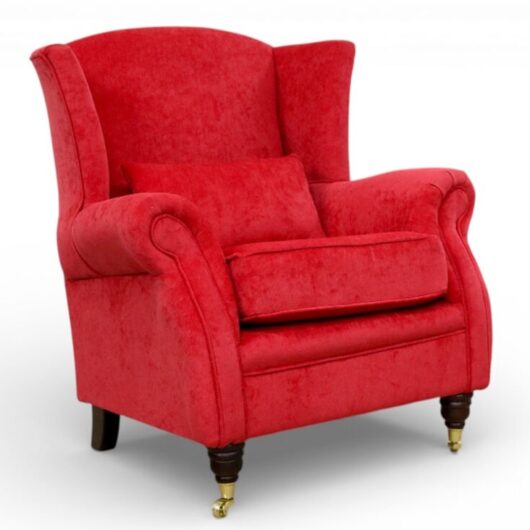 Wing Chair Fireside High Back Armchair Pimlico Rouge Red Fabric