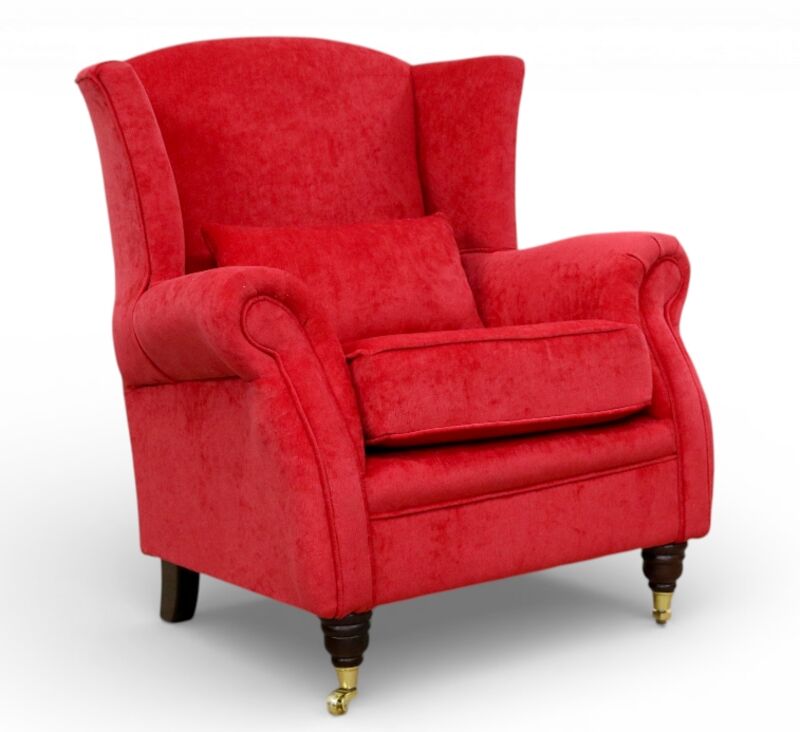 Wing Chair Fireside High Back Armchair Pimlico Rouge Red Fabric