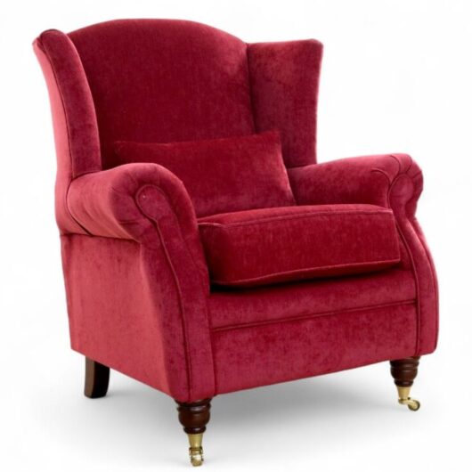 Wing Chair Fireside High Back Armchair Pimlico Wine Fabric